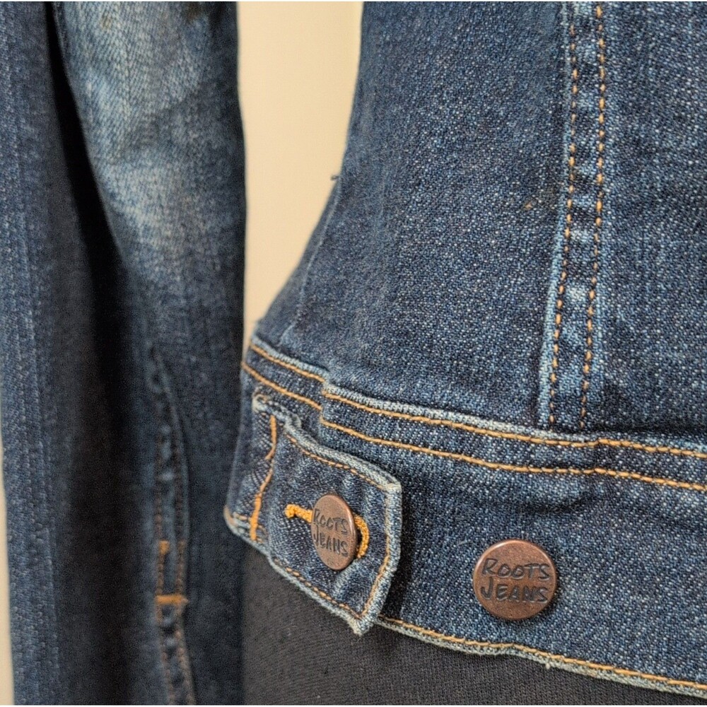 Roots Jeans Women's Blue Cotton Denim Button Front Collared Jacket Size M - Picture 5 of 8